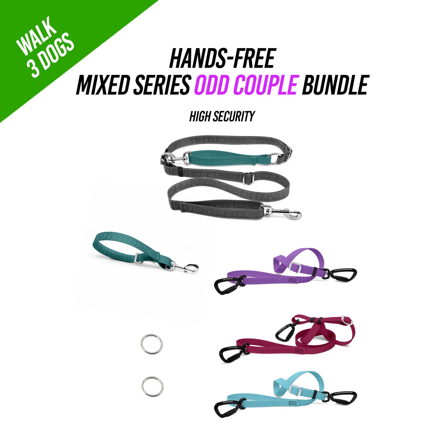 Walk 3 Dogs ODD COUPLE Bundle - Hands-Free - High Security - Mixed Series