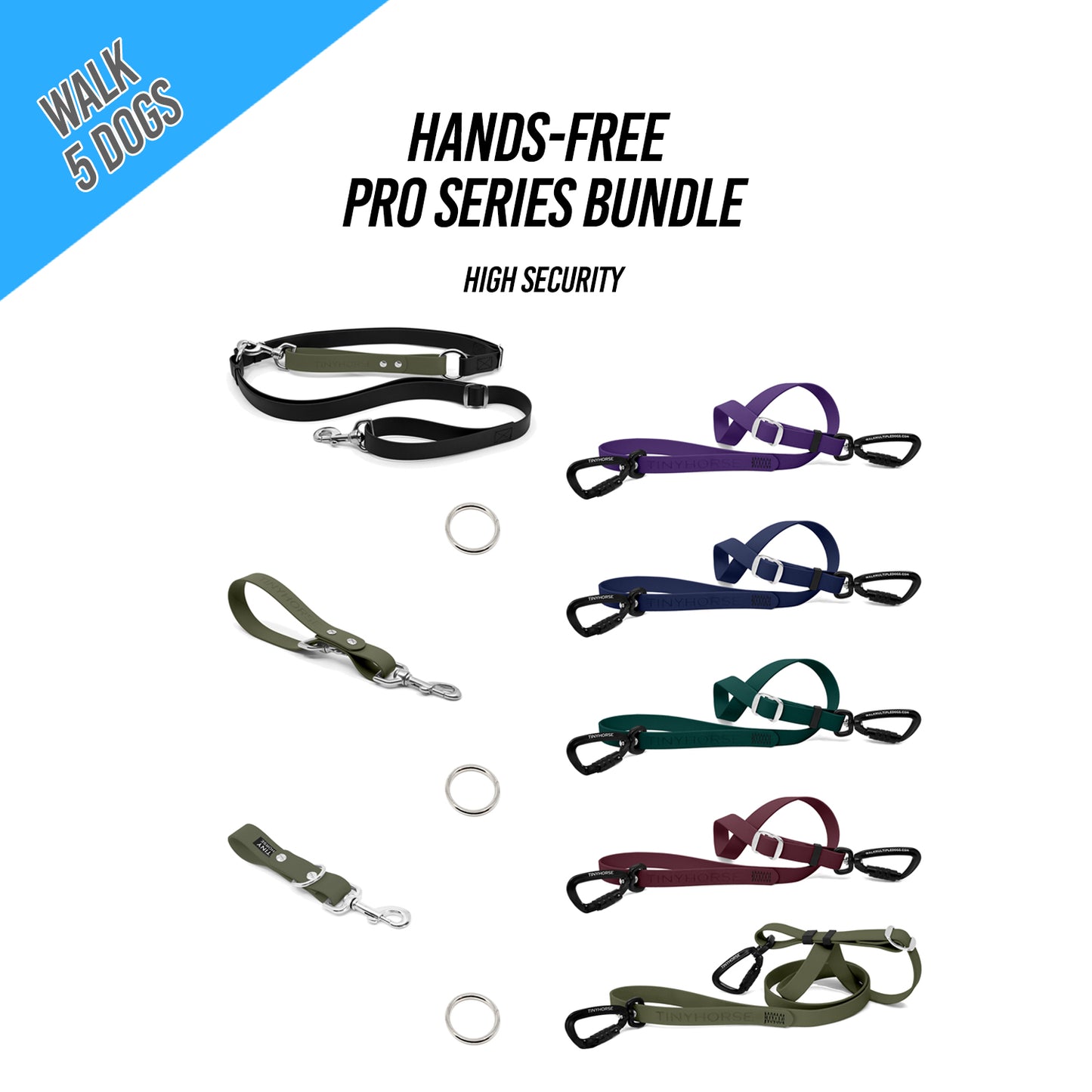 Walk 5 Dogs Bundle - Hands-Free - High Security - Pro Series