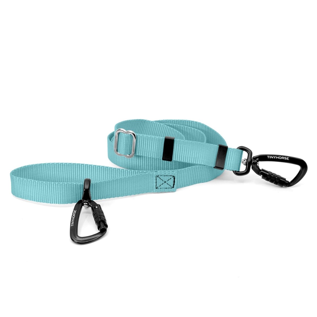 A baby blue-coloured waterproof Lead-All Lite Extra with 2 auto-locking carabiners
