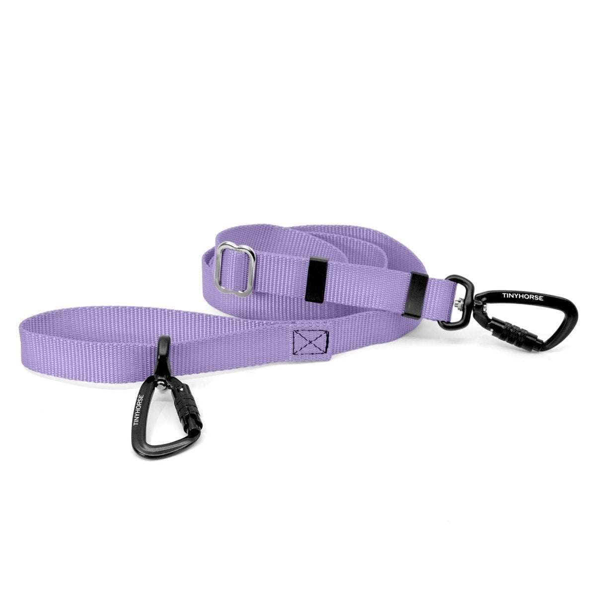 A lavender-coloured Lead-All Lite Extra with an adjustable nylon webbing leash and 2 auto-locking carabiners