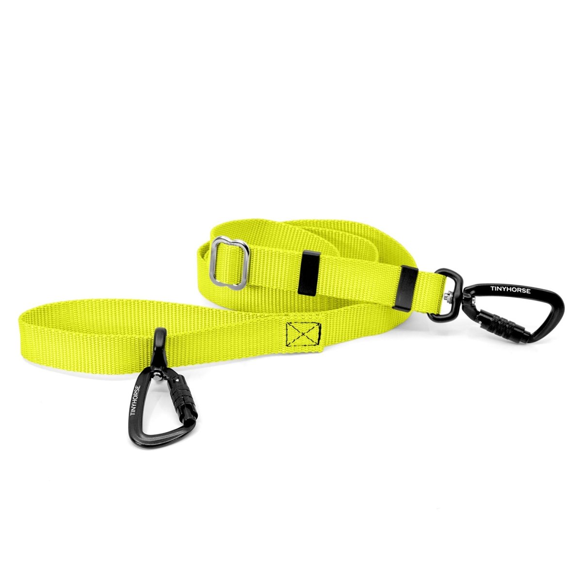 A neon yellow-coloured Lead-All Lite Extra with an adjustable nylon webbing leash and 2 auto-locking carabiners