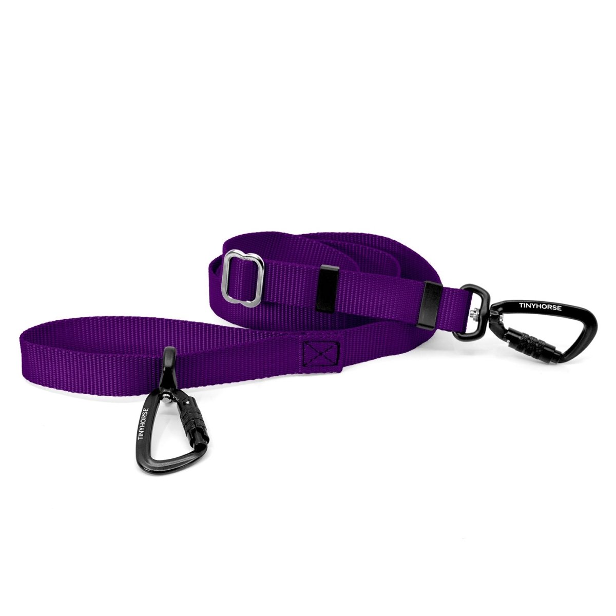 A purple-coloured Lead-All Lite Extra with an adjustable nylon webbing leash and 2 auto-locking carabiners