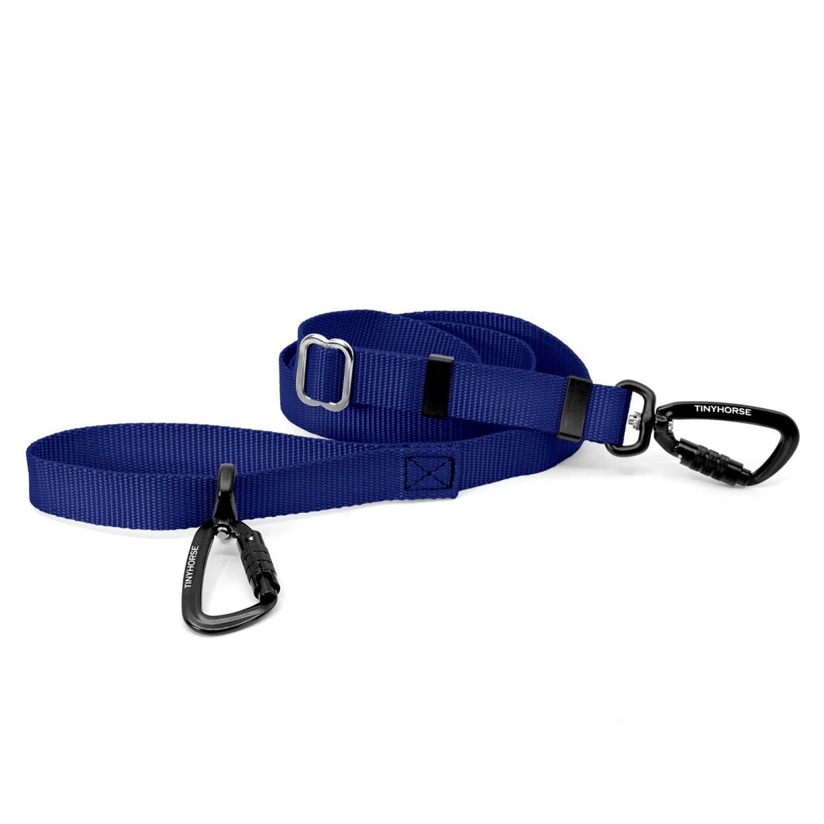 A royal blue-coloured Lead-All Lite Extra with an adjustable nylon webbing leash and 2 auto-locking carabiners