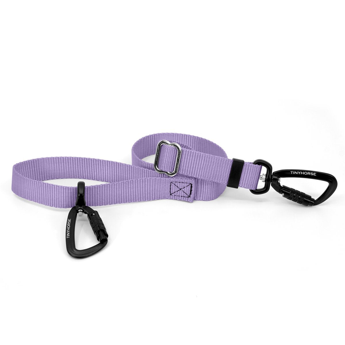 A lavender-coloured Lead-All Lite with an adjustable nylon webbing leash and 2 auto-locking carabiners