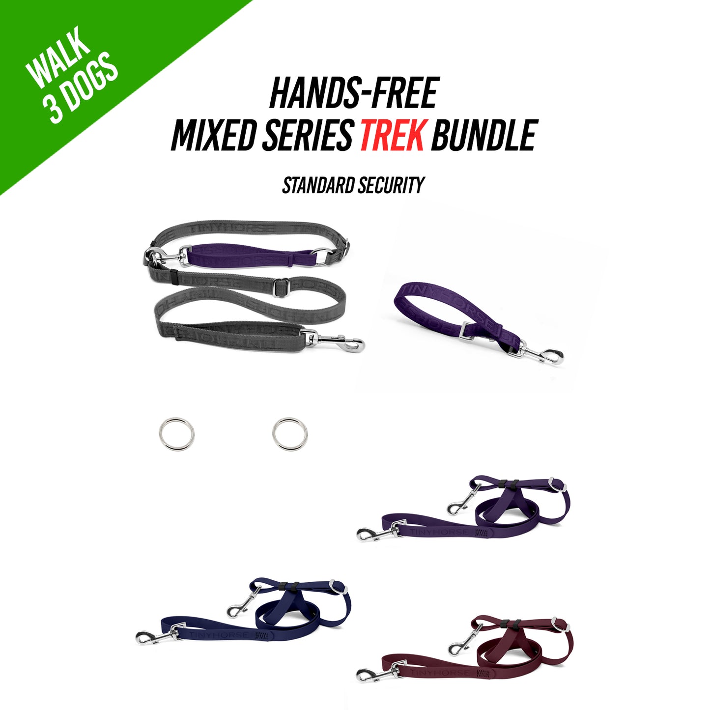 Walk 3 Dogs TREK Bundle - Hands-Free - Standard Security - Mixed Series