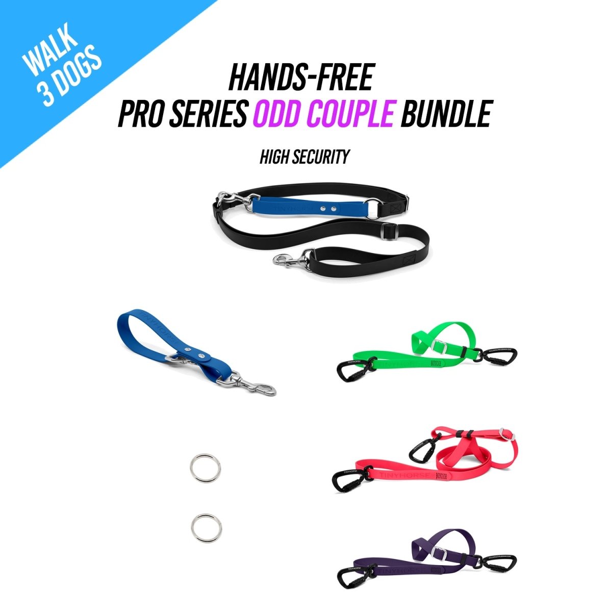 Walk 3 Dogs ODD COUPLE Bundle - Hands - Free - High Security - Pro Series - TinyHorse Mercantile