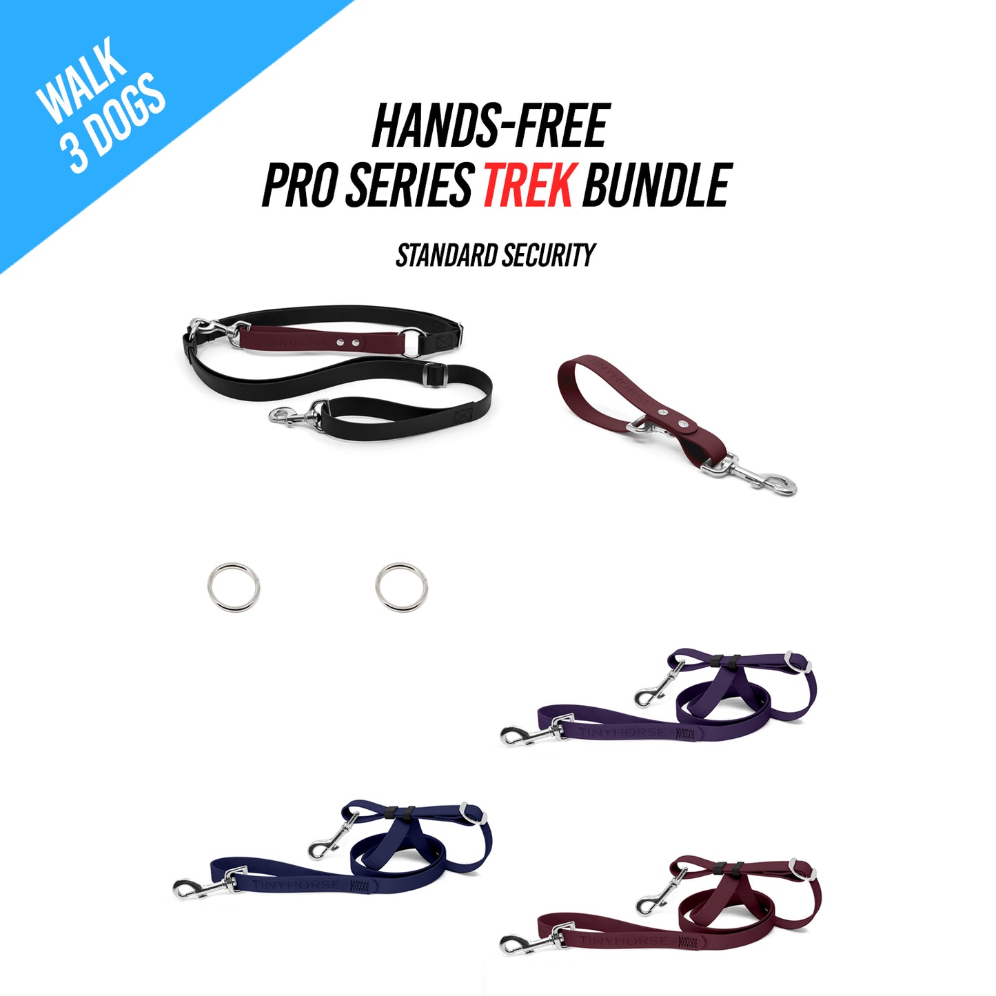 Walk 3 Dogs TREK Bundle - Hands-Free - Standard Security - Pro Series