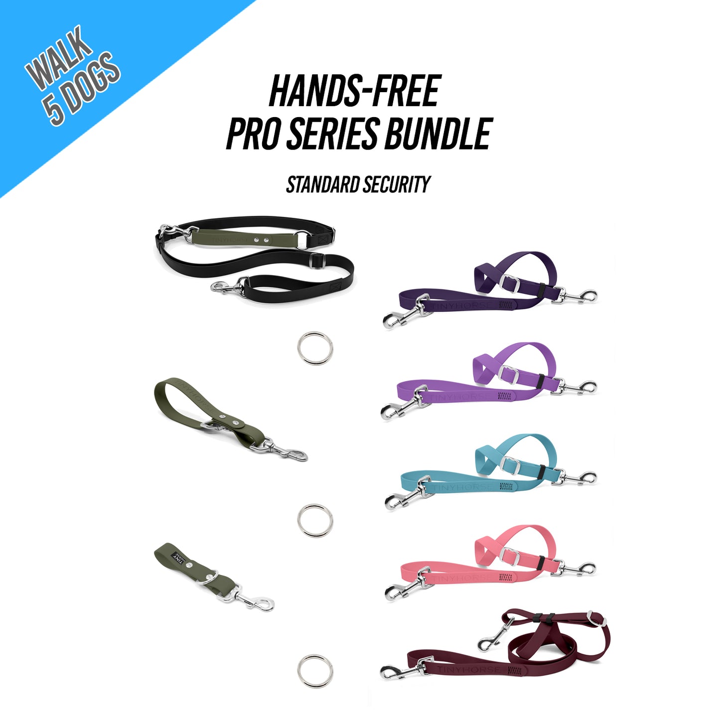 Walk 5 Dogs Bundle - Hands-Free - Standard Security - Pro Series
