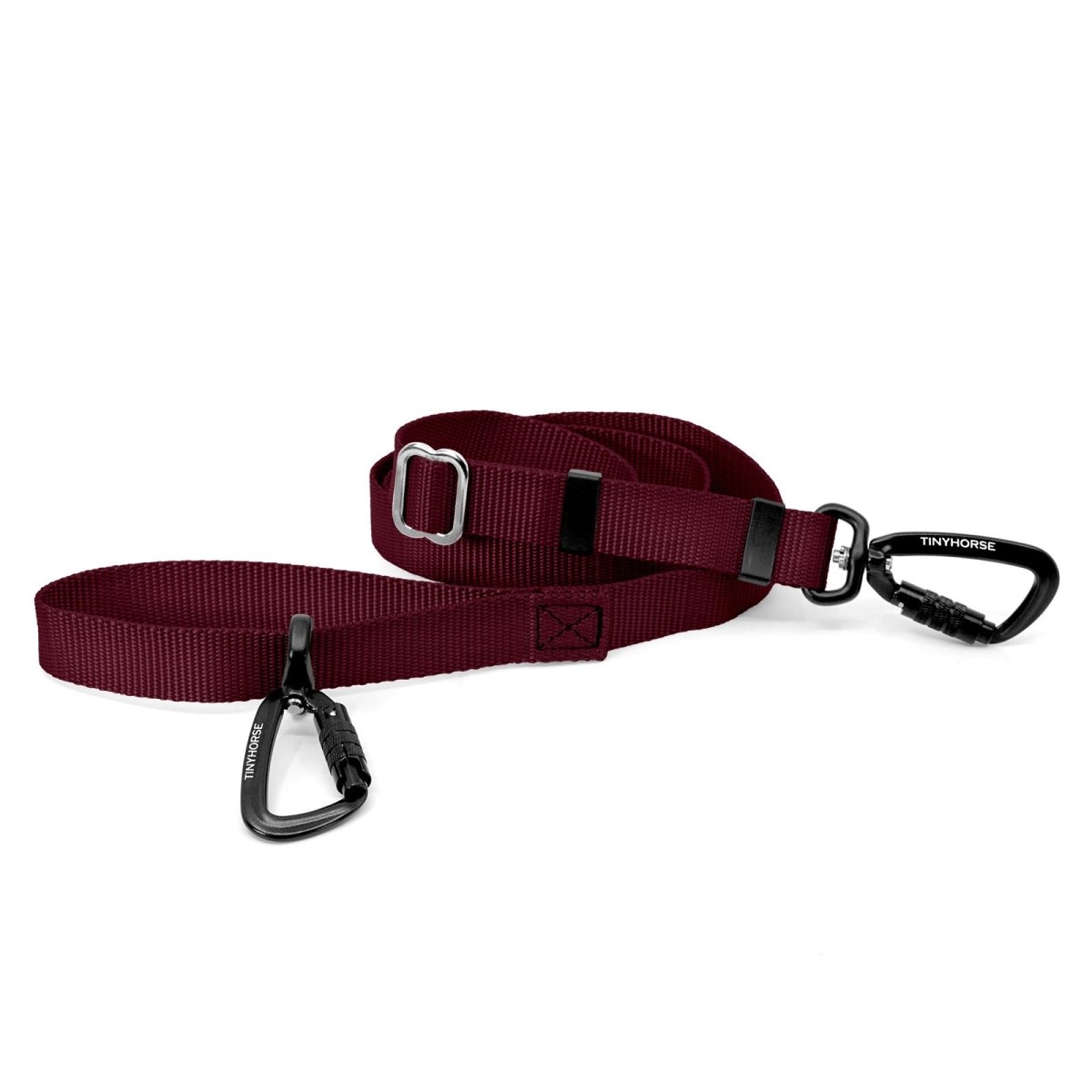 A burgundy-coloured Lead-All Lite Extra with 2 auto-locking carabiners and nylon webbing