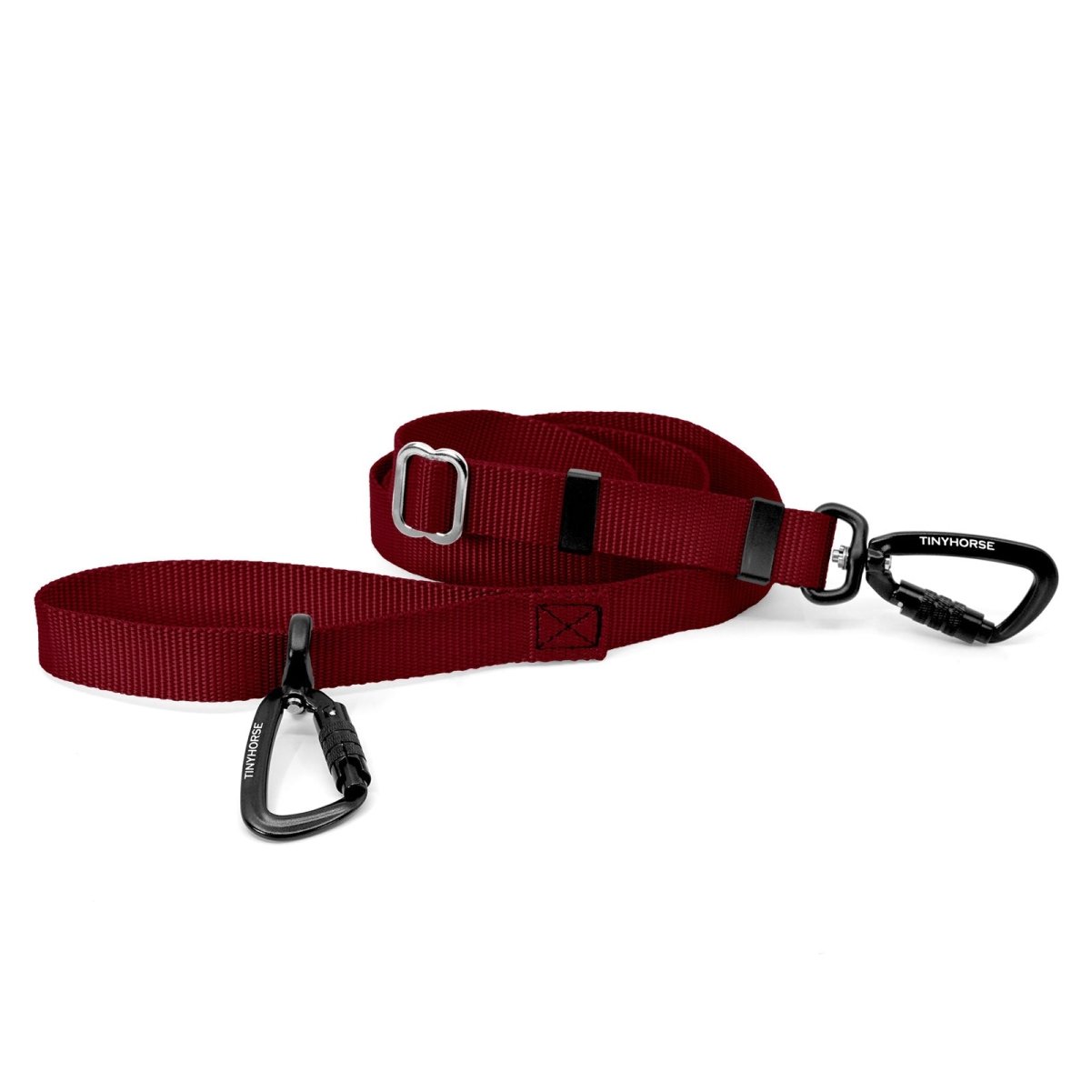 A red-coloured Lead-All Lite Extra with 2 auto-locking carabiners and nylon webbing