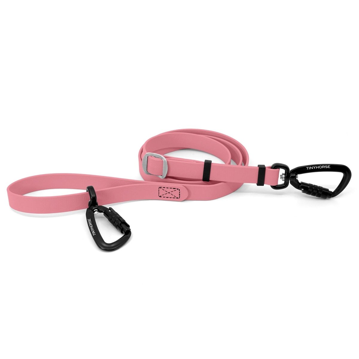 An adjustable baby pink-coloured Lead-All Pro Extra made of BioThane with 2 auto-locking carabiners