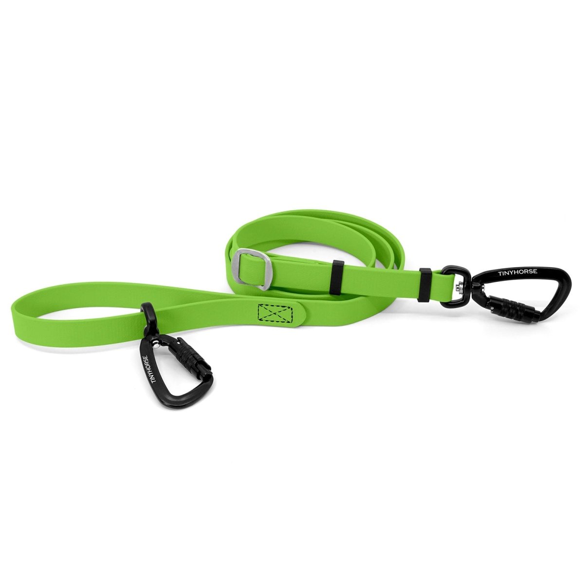 An adjustable key lime-coloured Lead-All Pro Extra made of BioThane with 2 auto-locking carabiners
