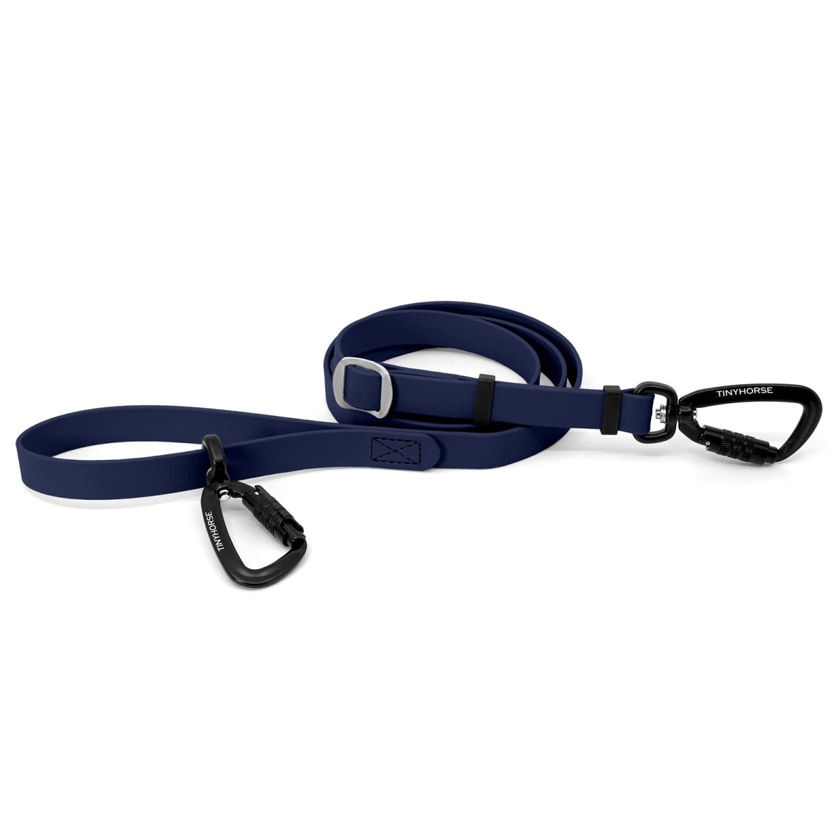 An adjustable navy-coloured Lead-All Pro Extra made of BioThane with 2 auto-locking carabiners