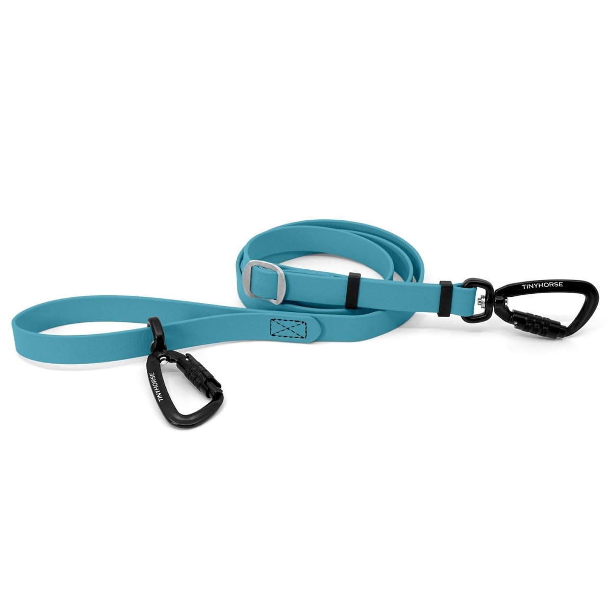 A baby blue-coloured waterproof Lead-All Pro Extra with 2 auto-locking carabiners