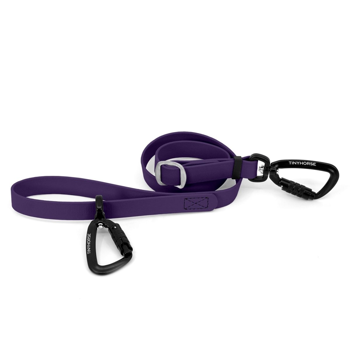 An adjustable purple-coloured Lead-All Pro made of BioThane with 2 auto-locking carabiners