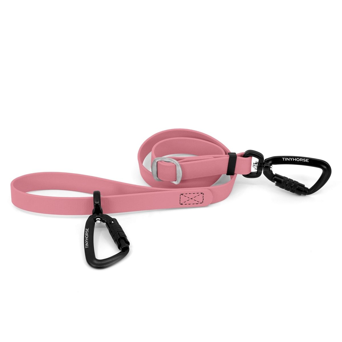 An adjustable baby pink-coloured Lead-All Pro made of BioThane with 2 auto-locking carabiners